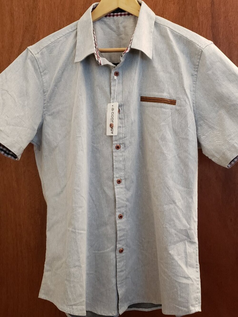 Coofandy Mens Short Sleeve Dress Shirt Size Large